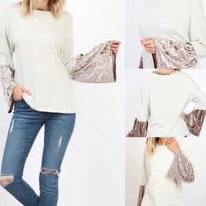 Hummingbird Velvet Bell Sleeve Top Women’s Size 2X